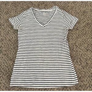Mossimo Women's Black White Striped Tee Size Medium